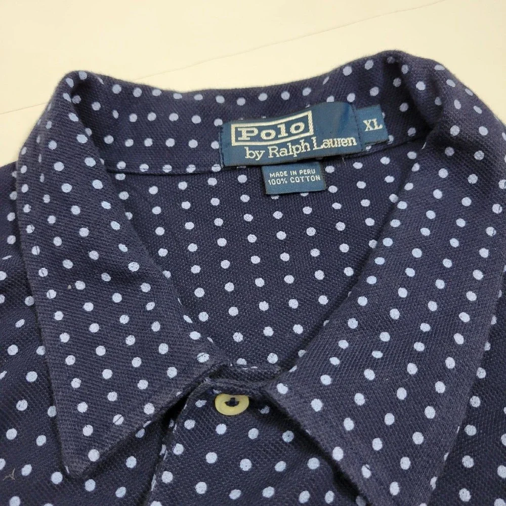 Polo By Ralph Lauren Men's Polo Shirt Polka Dot sz XL Navy Blue
